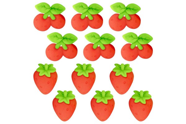 CHARMS PARA DECORACAO FRUTAS VERMELHAS COM 12 UNID 21MM MAKEMAIS