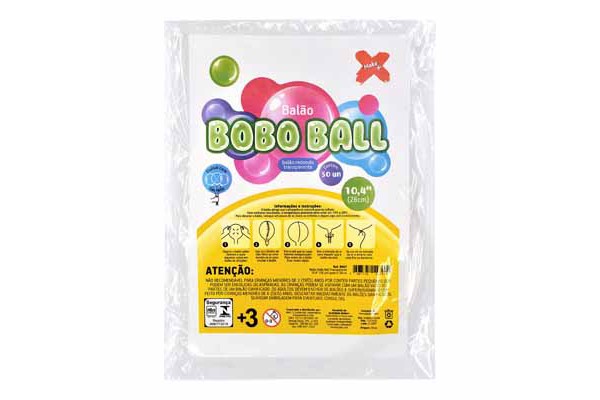 BALAO BOBO BALL TRANSPARENTE 10.4 26CM MAKE MAIS