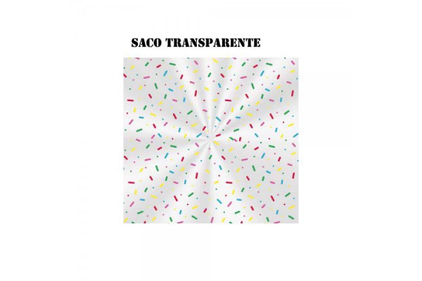 SACO TRANSPARENTE XINGO DECORADO 15X29CM GRANULADO 20 UNID