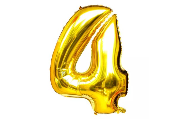 BALAO METALIZADO DE NUMERO 40CM DOURADO N4