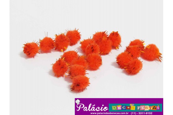 POMPOM COM BRILHO COM 20 UNIDADES LARANJA