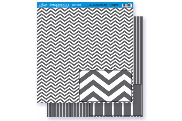 FOLHA PARA SCRAPBOOK LITOARTE CHEVRON CINZA